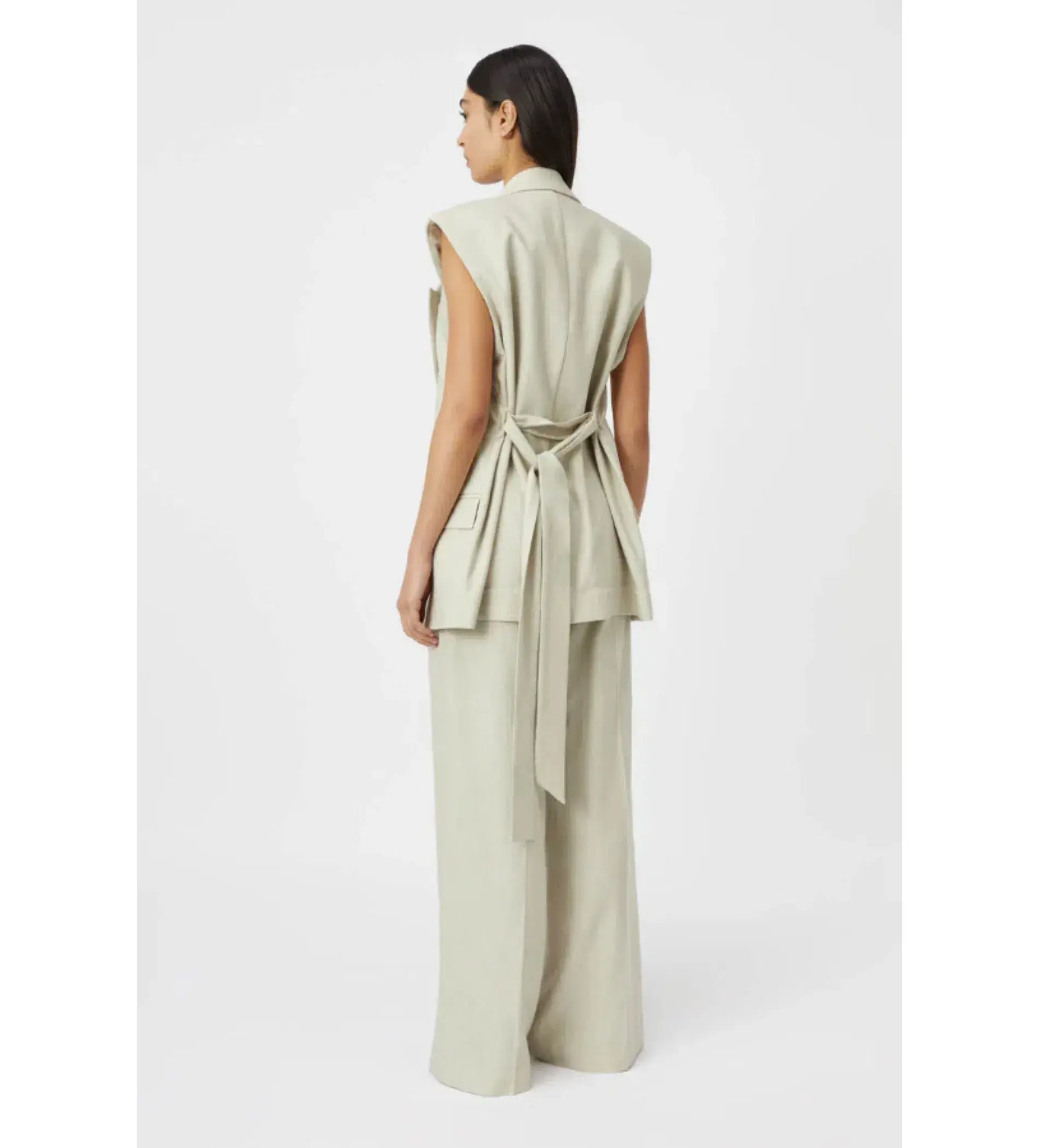 Camiilla and Marc Coen Vest Suit and Pants Sage Green Size 8 - Image 3