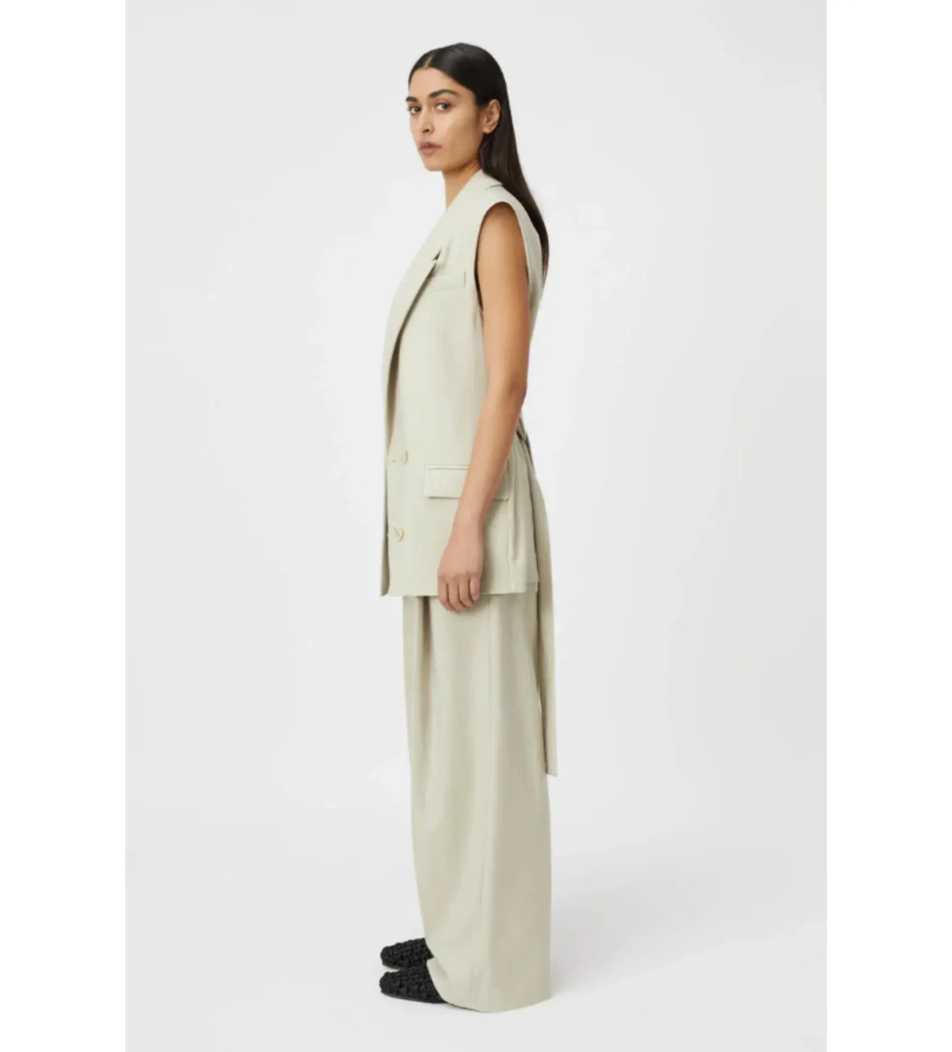 Camiilla and Marc Coen Vest Suit and Pants Sage Green Size 8 - Image 2