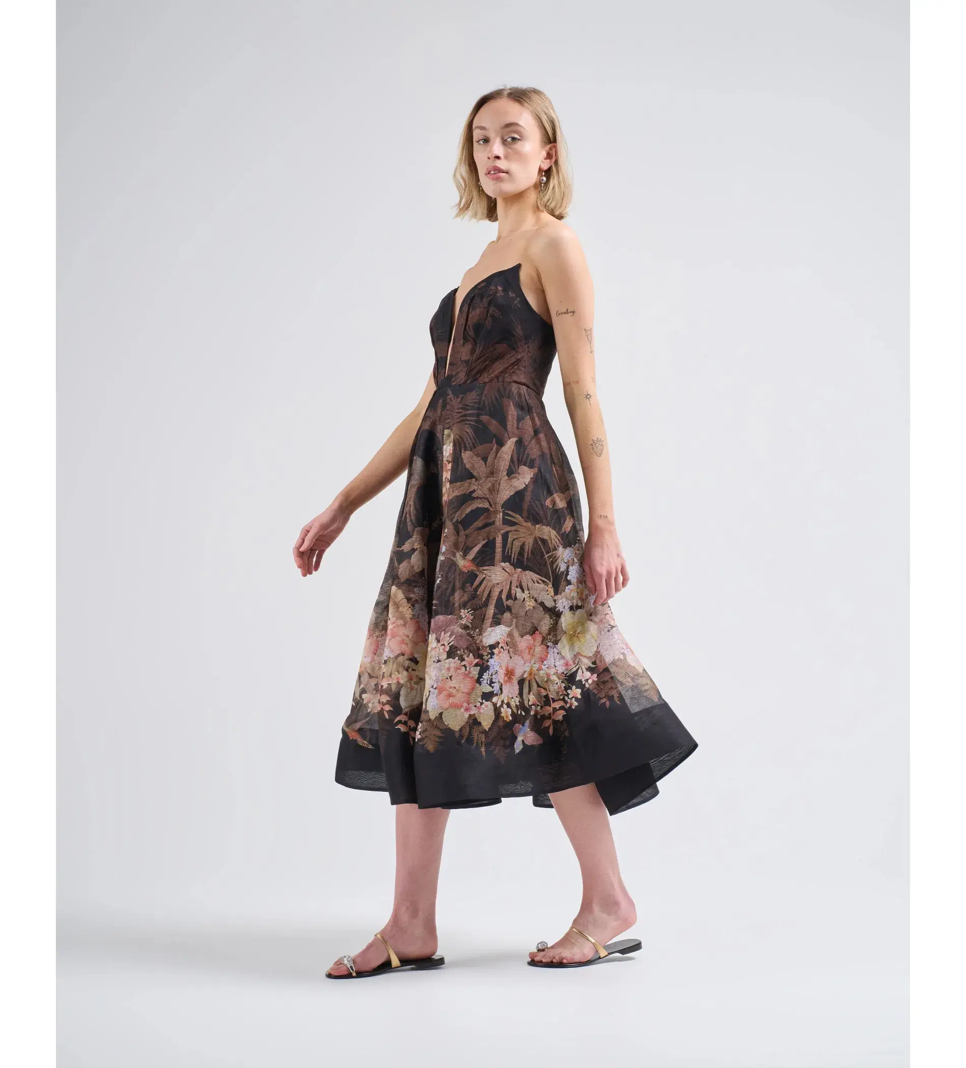 Zimmerman Illuminate Draped Mini Dress Black Tropical Size AU 10 - Image 2
