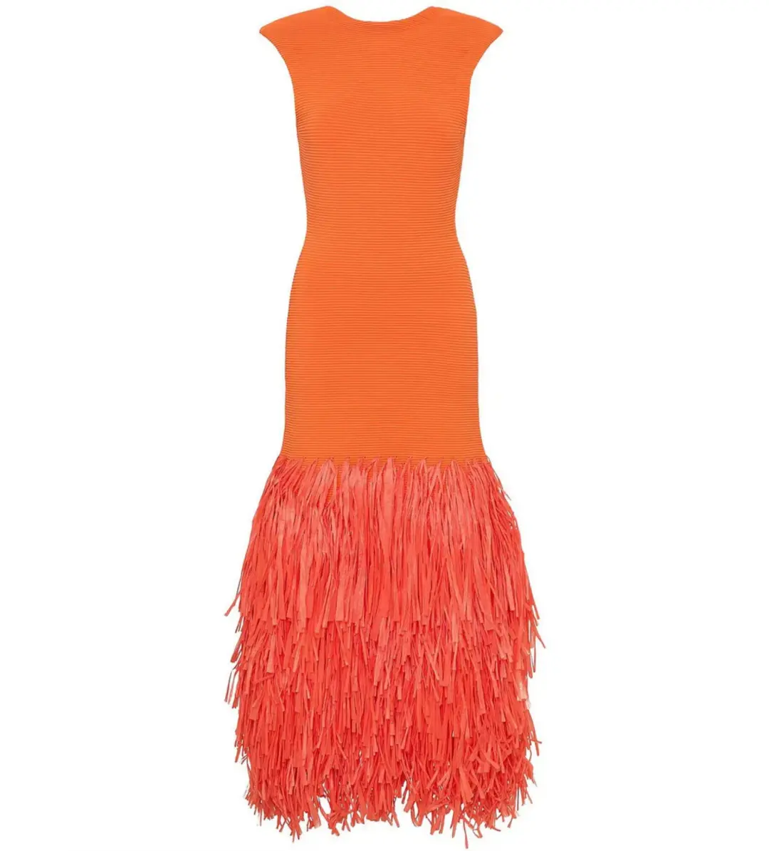 Aje Raffia Knit Midi Dress Orange Size M / AU 10 for rent on The Volte - main image