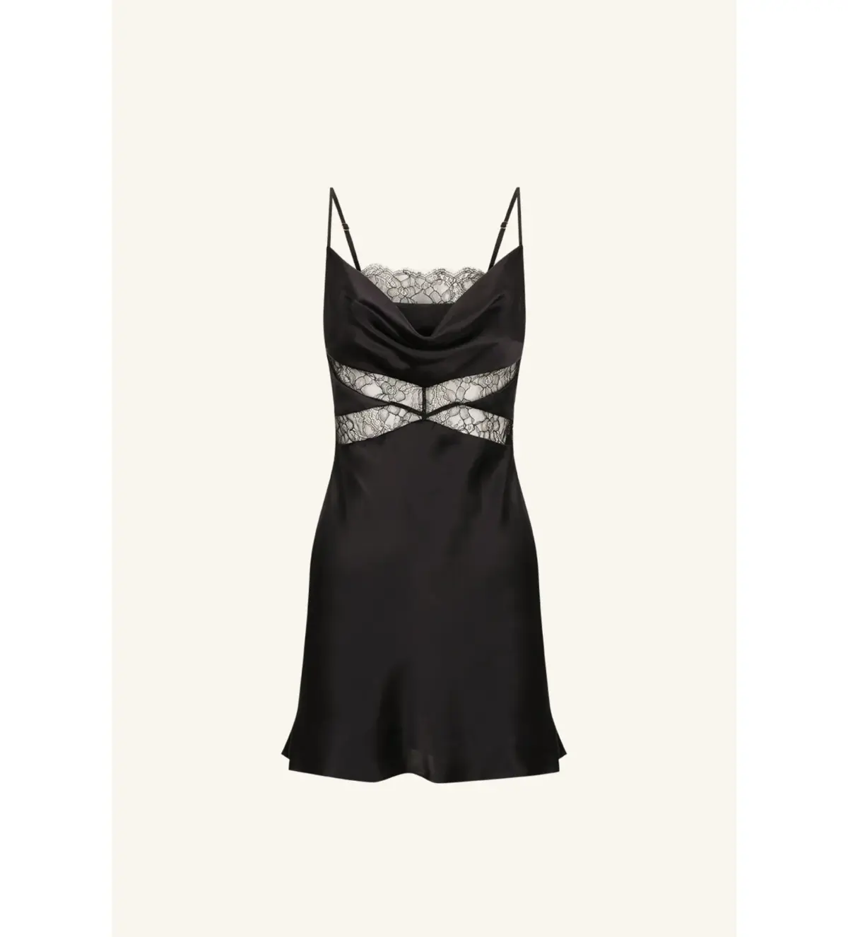 Shona Joy Leticia Silk Cowl Neck Lace Mini Dress Size 10  - Image 5