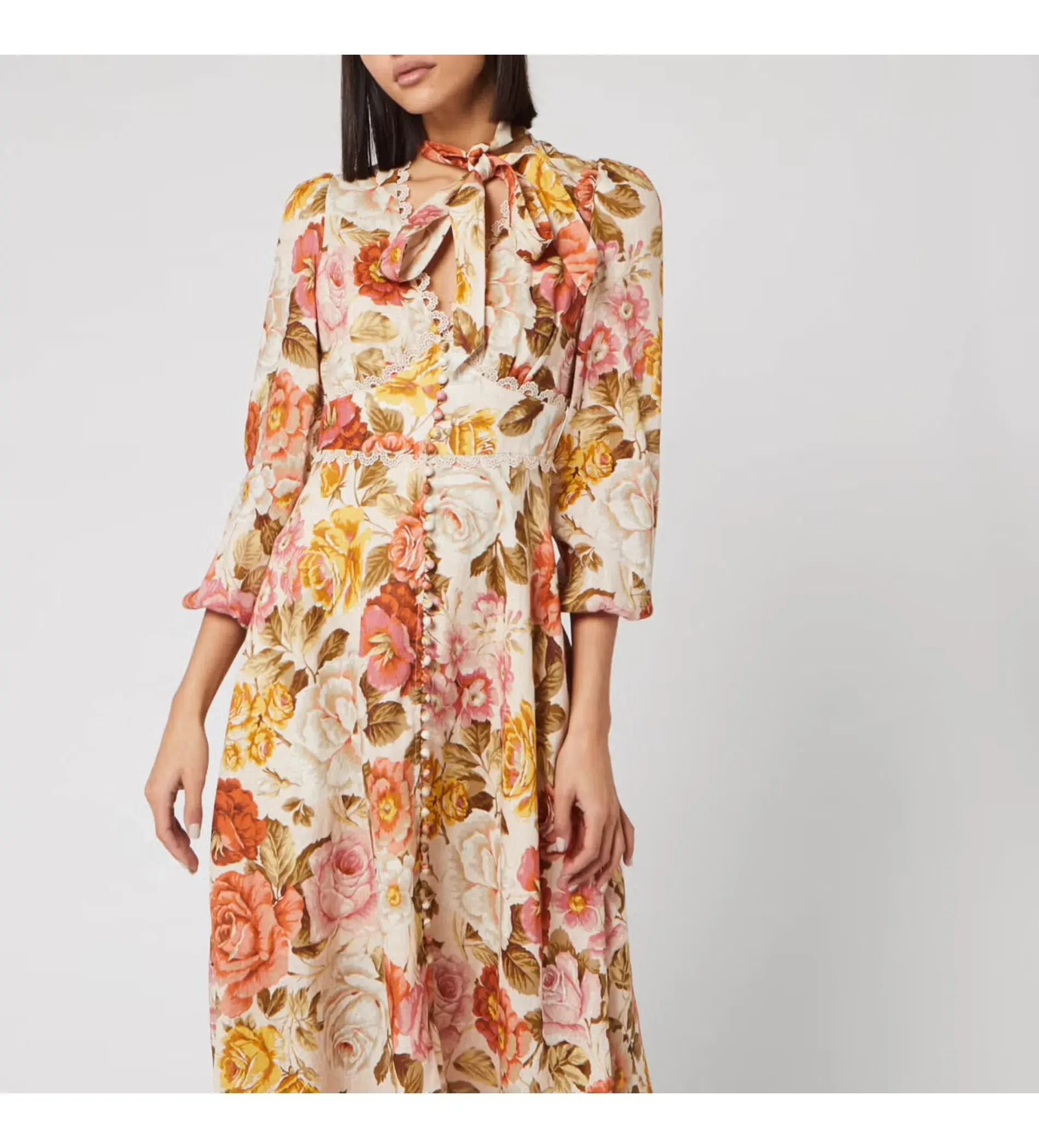 Zimmerman Bonita Linen Dress Lemon Floral Size 2 / AU 12 - Image 2