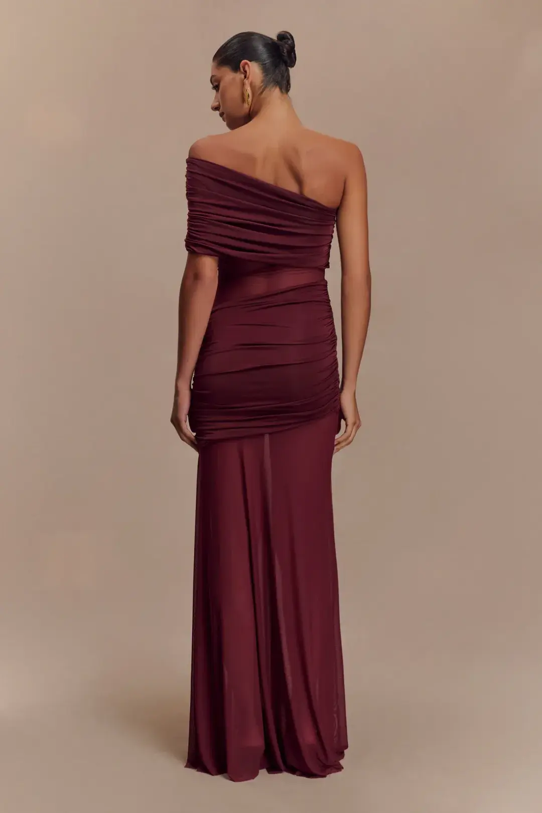 Meshki Dallas One Shoulder Burgundy size 10 for rent on The Volte - main image