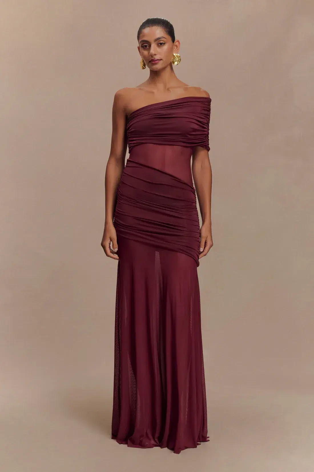 Meshki Dallas One Shoulder Burgundy size 10 - Image 1