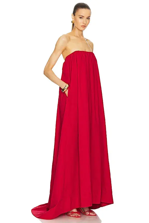 Helsa Studio Crinkle Pleated Gown Very Red Size 8 - Image 2
