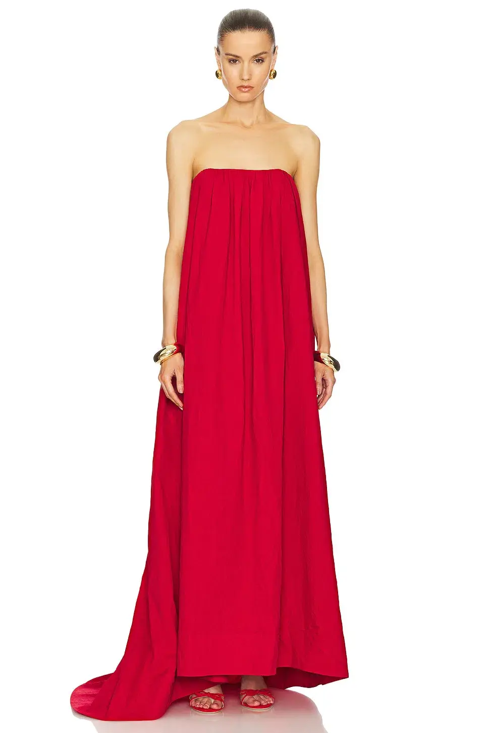 Helsa Studio Crinkle Pleated Gown Very Red Size 8 - Image 1
