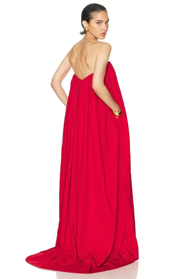 Helsa Studio Crinkle Pleated Gown Very Red Size 8 - Image 5