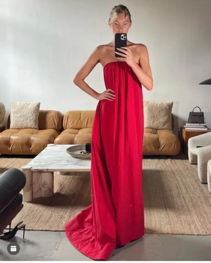 Helsa Studio Crinkle Pleated Gown Very Red Size 8 for rent on The Volte - main image