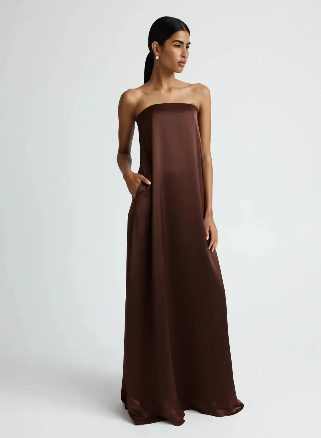 Anna Quan Delfina Gown Chocolate Brown Size 8 AU for rent on The Volte - main image