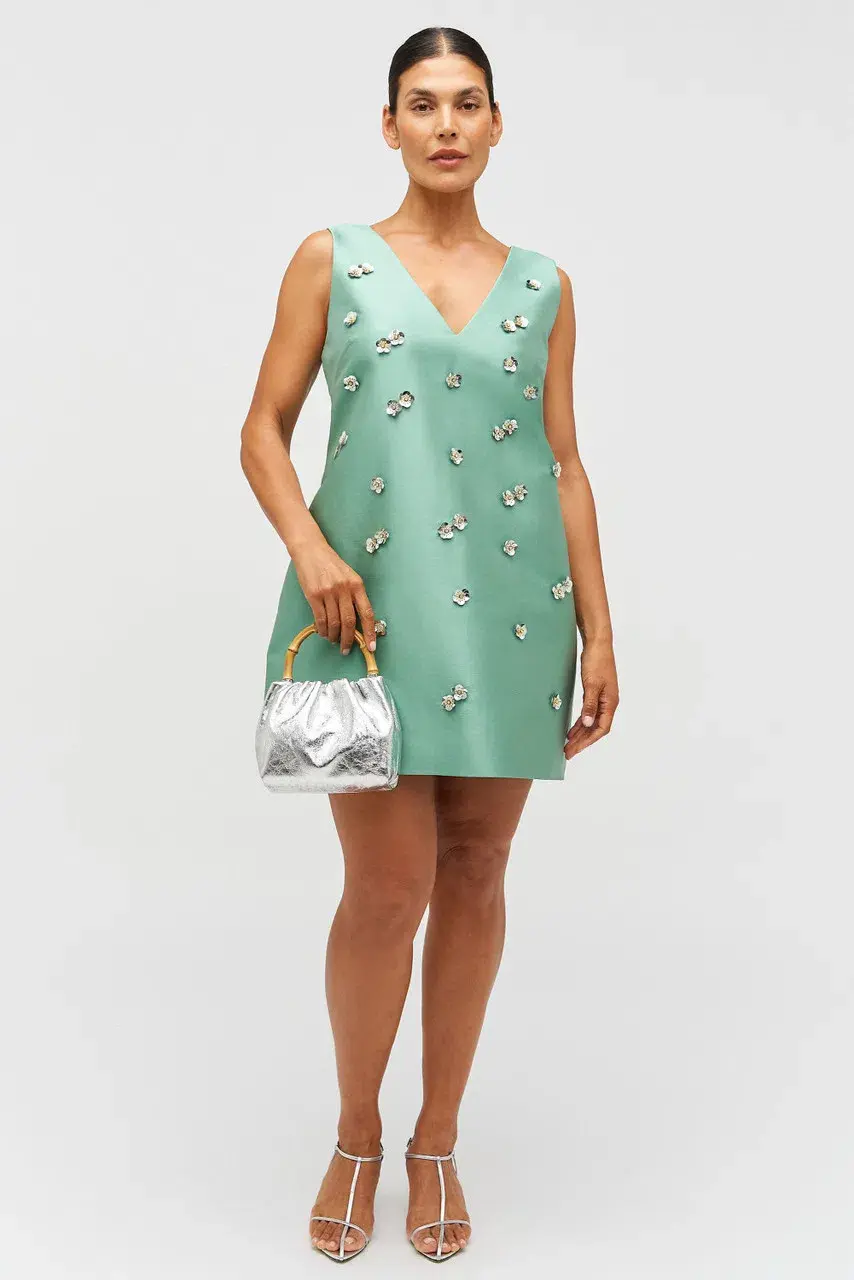 Oroton Embellished Shift Mint Leaf Dress Mini Size AU 12 - Image 1