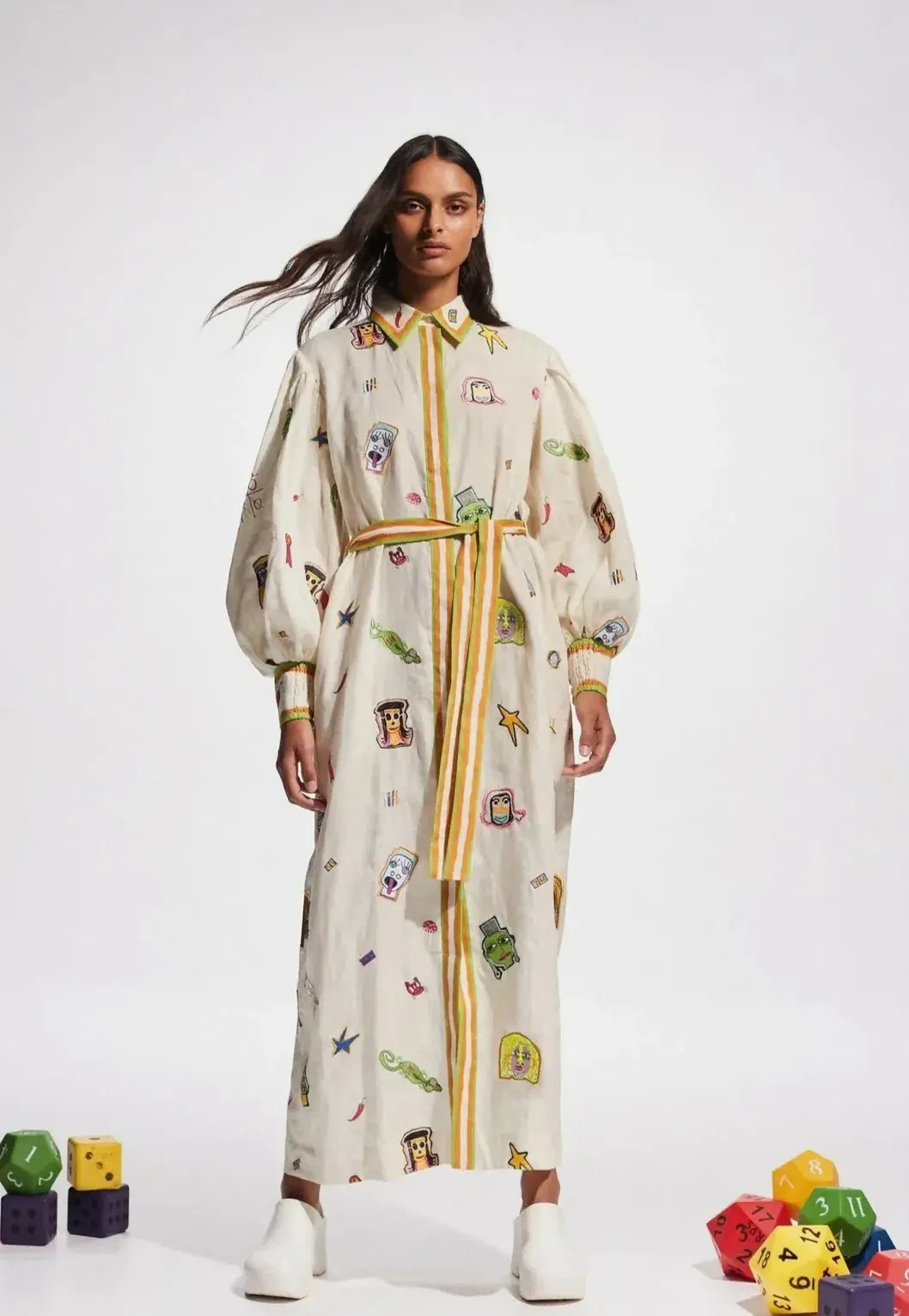 Alemais Checkers Embroidered Maxi Dress Multi Size 8 - Image 1
