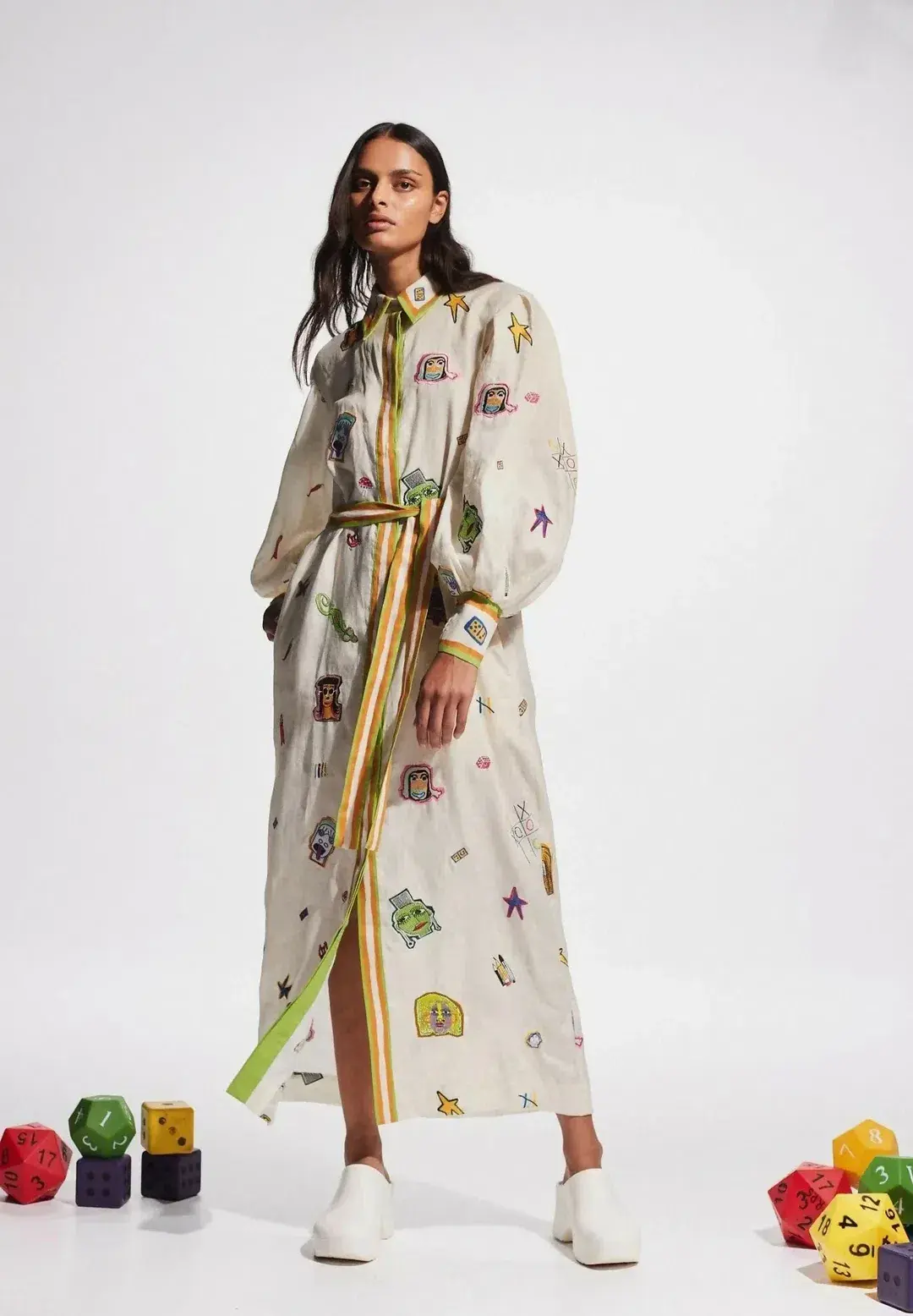 Alemais Checkers Embroidered Maxi Dress Multi Size 8 - Image 2