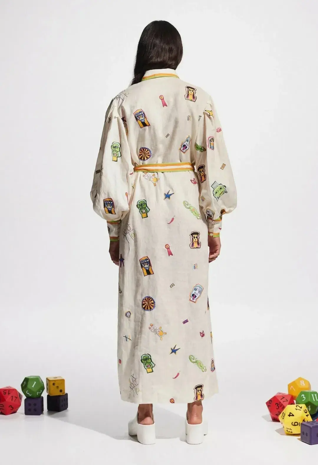 Alemais Checkers Embroidered Maxi Dress Multi Size 8 - Image 3