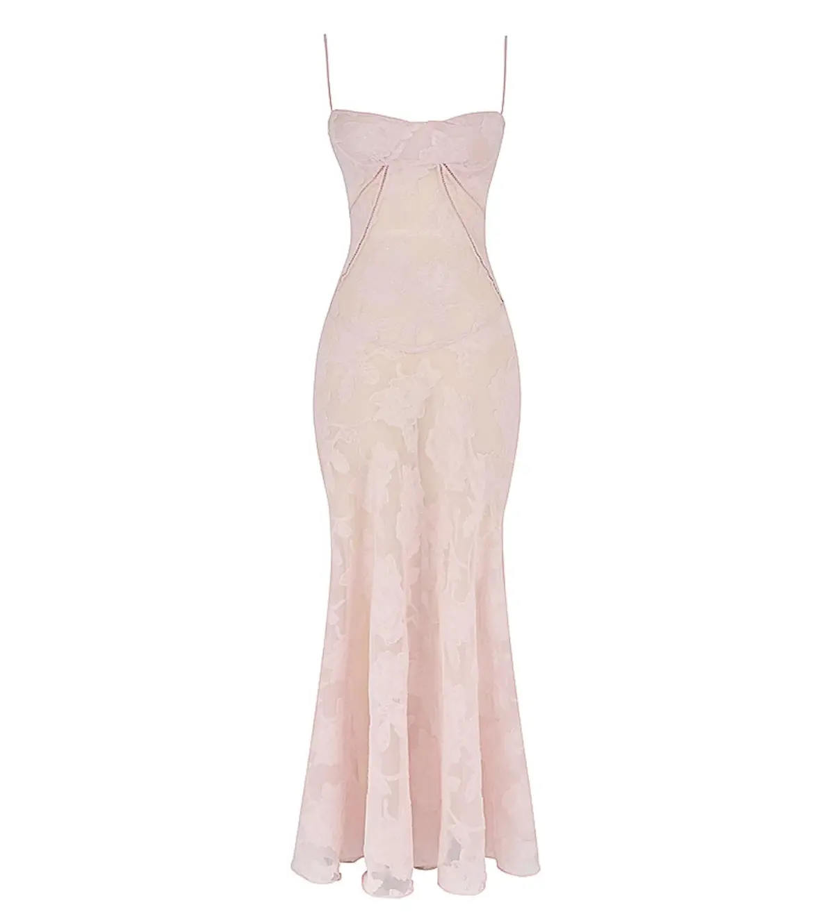 House Of CB Seren Floral Lace Back Maxi Dress Soft Pink Size S/AU 8 - Image 5