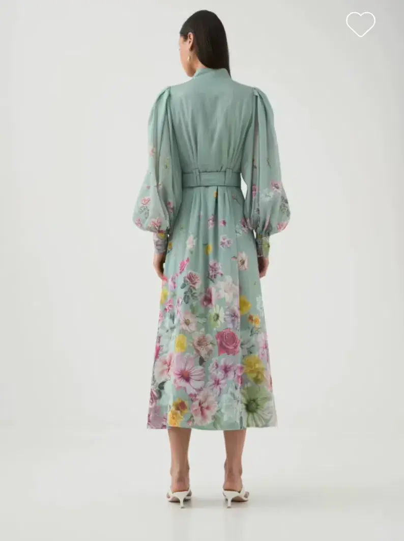 Aje Fleur Shirt Midi Dress Green Size 16 - Image 3