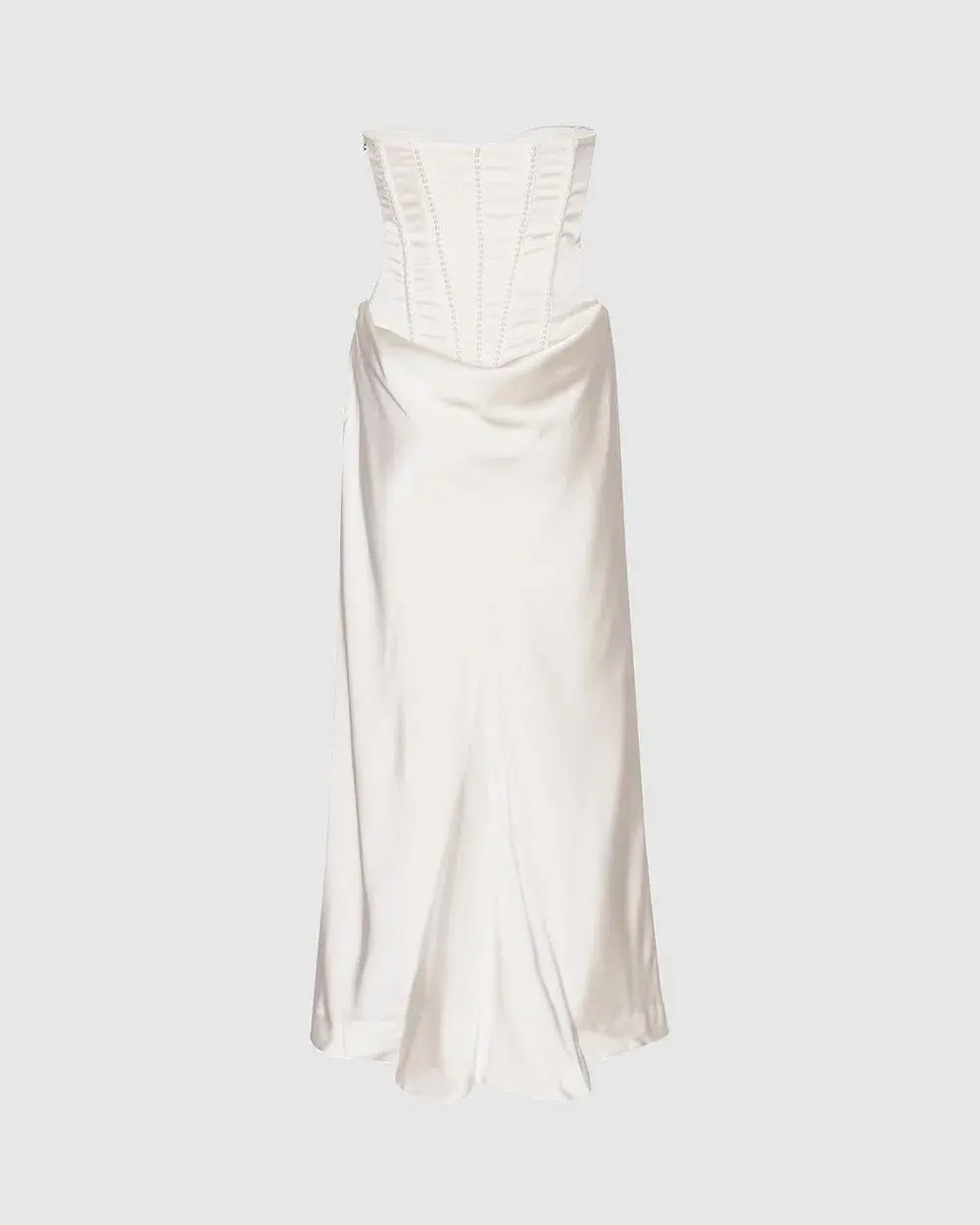 Rotate by Birger Christensen Satin Pearl Corset Dress in White Size 34 / AU 6  - Image 5