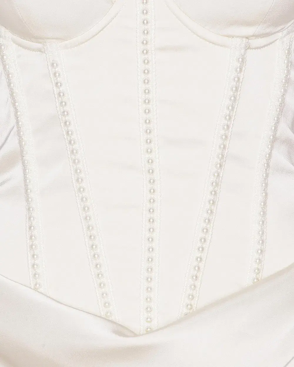 Rotate by Birger Christensen Satin Pearl Corset Dress in White Size 34 / AU 6  - Image 4