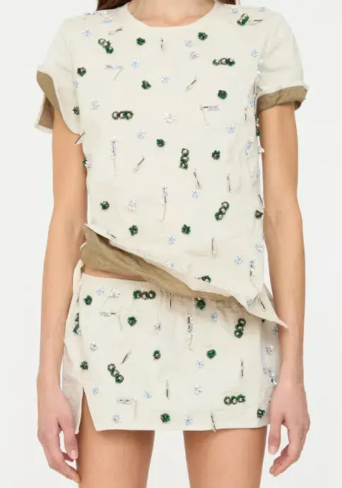 Christopher Esber Embla Beaded Crushed Micro Skirt Size 10-14 - Image 1
