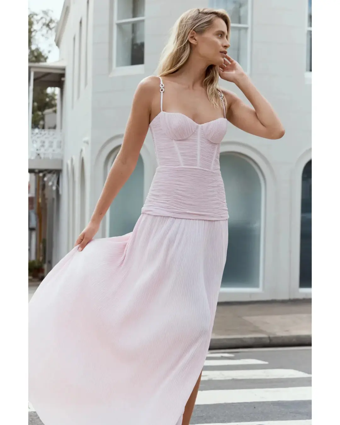 Manning Cartell Double Time Pleat Dress Hydrangea Pink Size 14 for rent on The Volte - main image