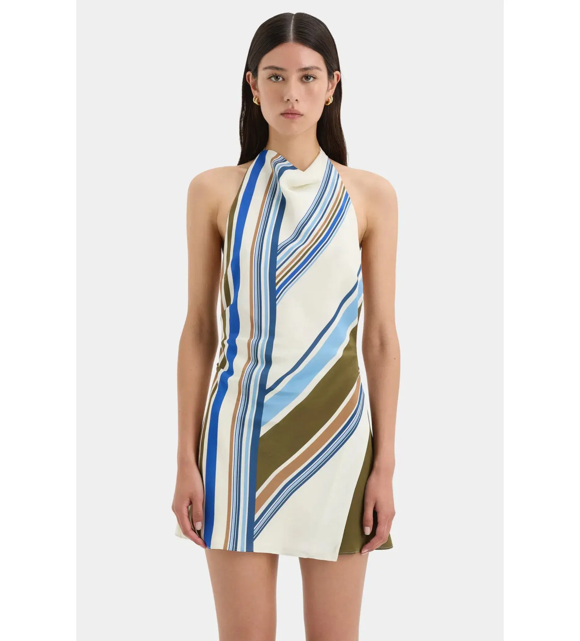 Sir The Label Thistle Halter Mini Dress Blue Baiadera Size AU 6 - Image 4