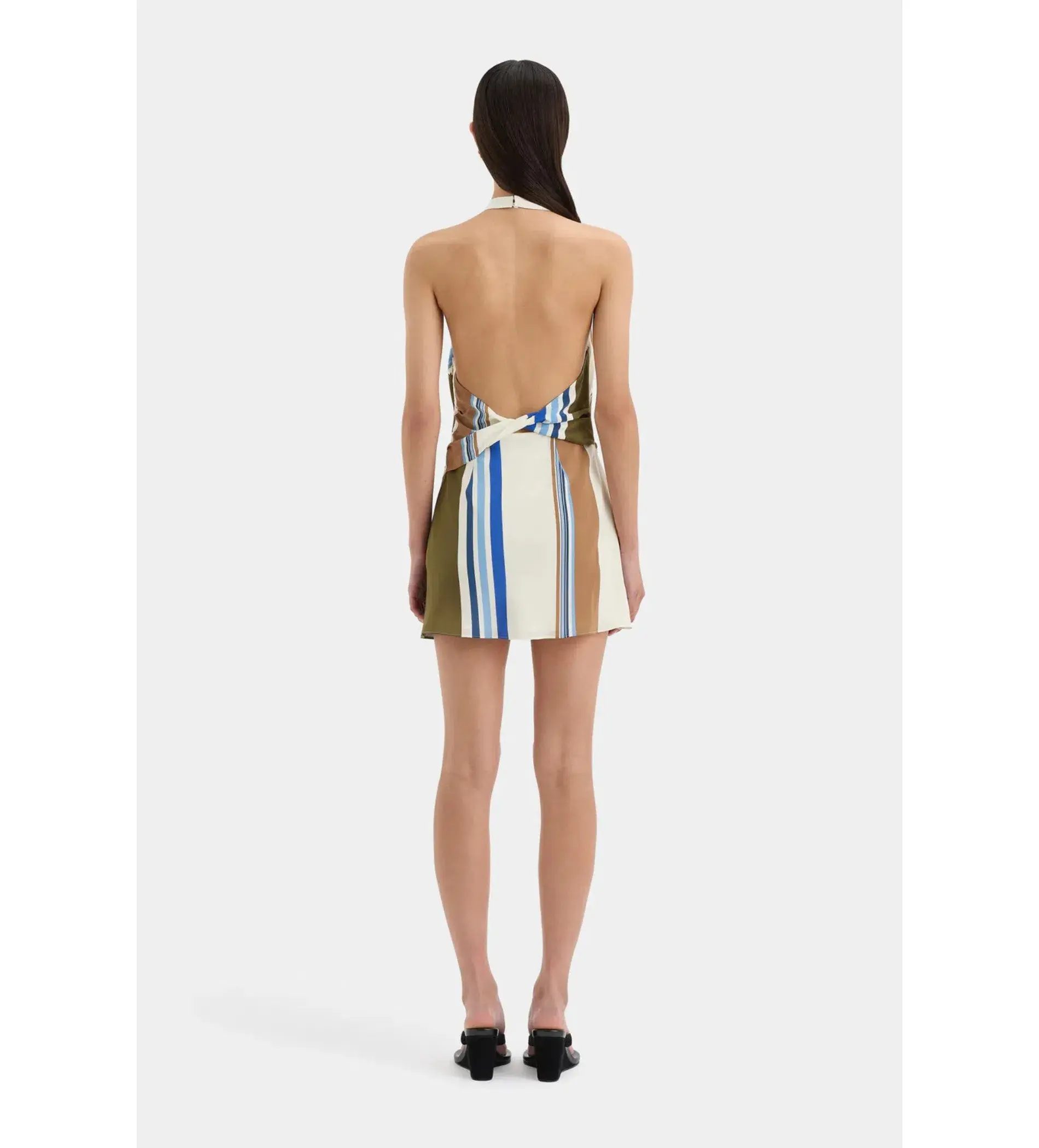 Sir The Label Thistle Halter Mini Dress Blue Baiadera Size AU 6 - Image 3