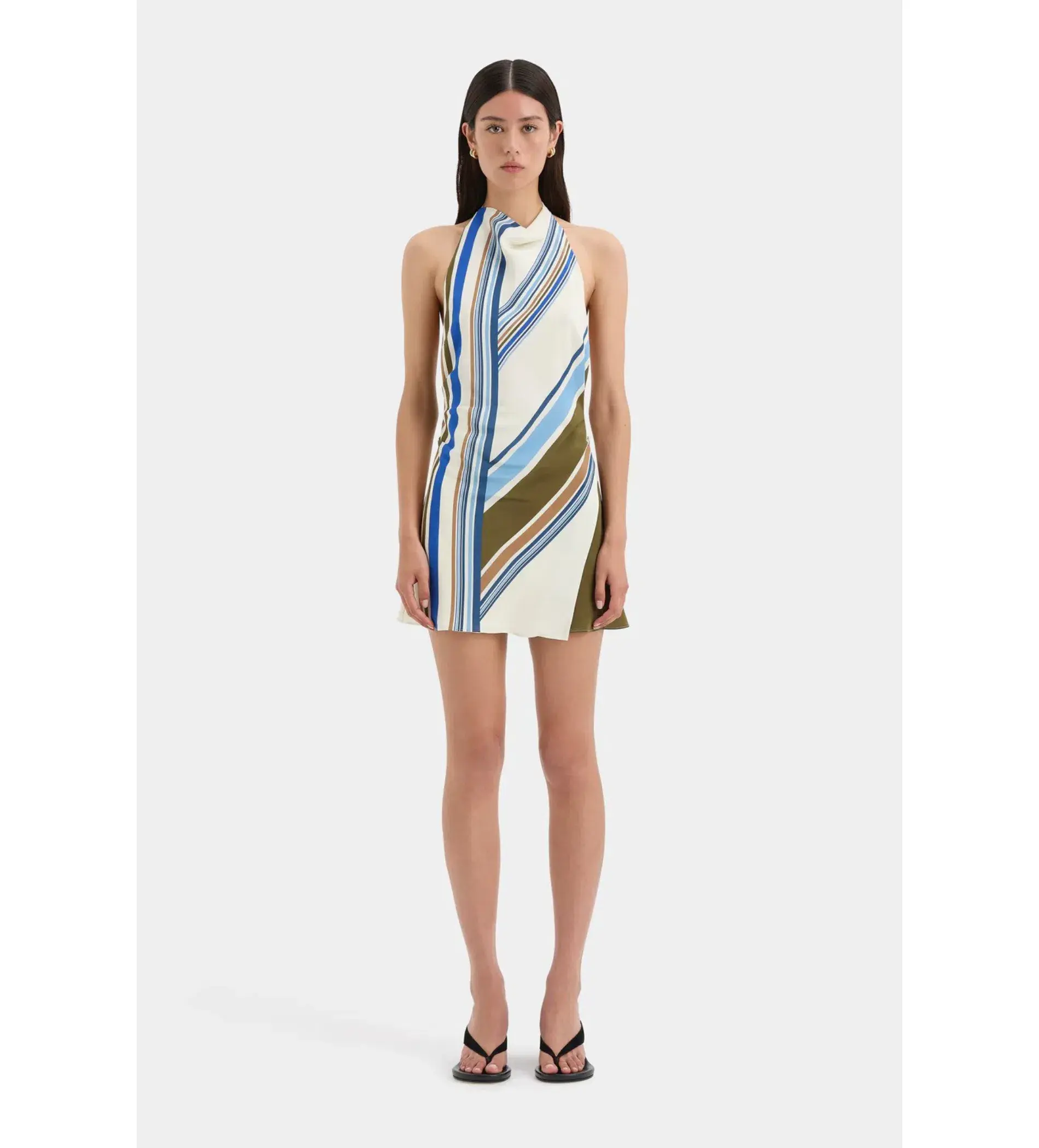 Sir The Label Thistle Halter Mini Dress Blue Baiadera Size AU 6 - Image 1