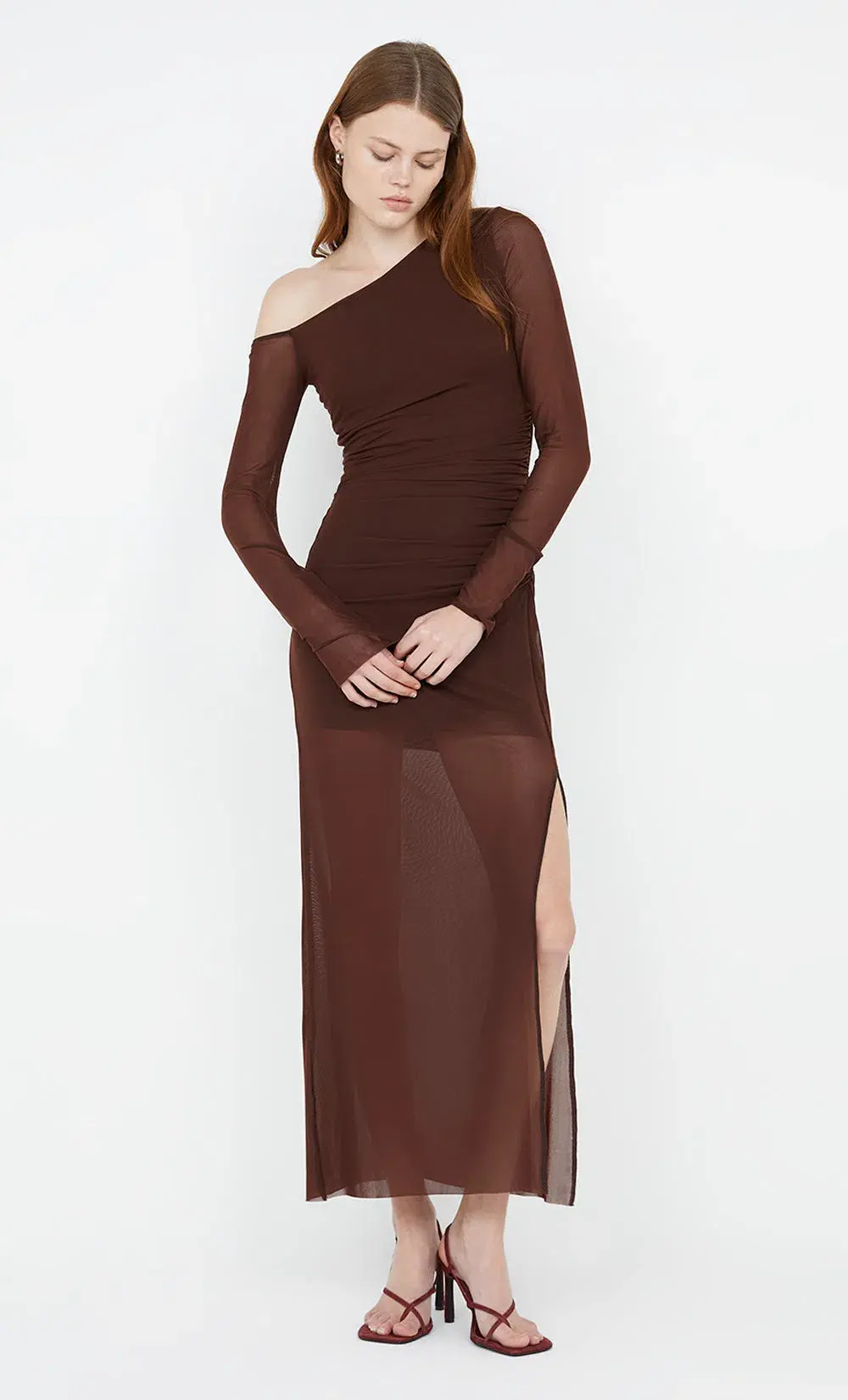 Bec & Bridge Fae Asym Long Sleeve Dress Cocoa Brown Size 10 - Image 6