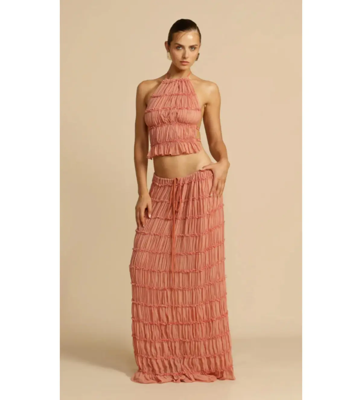 Arcina Ori Juliette Halter And Skirt Set Peach Size M / AU 10 - Image 1