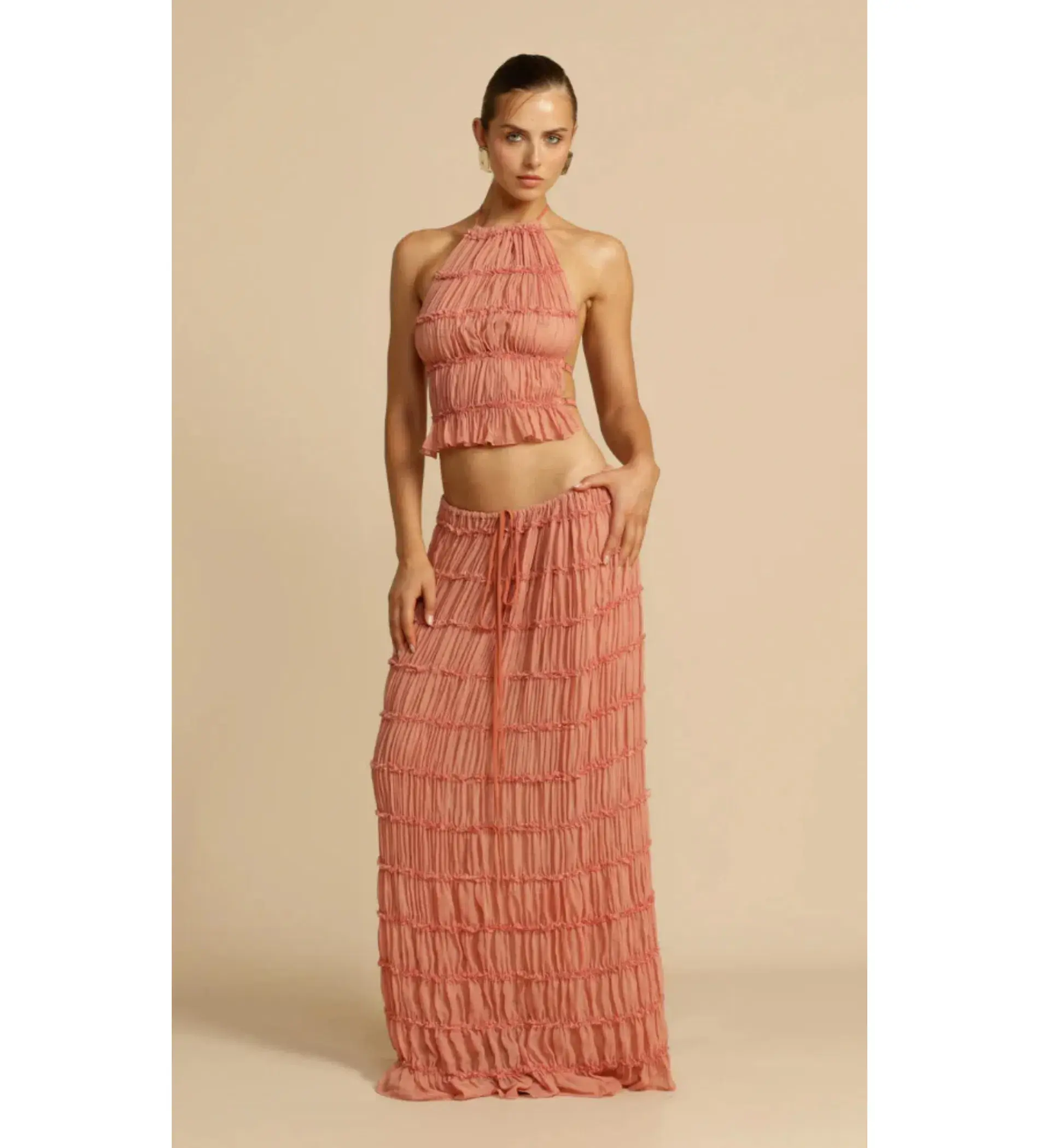 Arcina Ori Juliette Halter And Skirt Set Peach Size M / AU 10 - Image 1