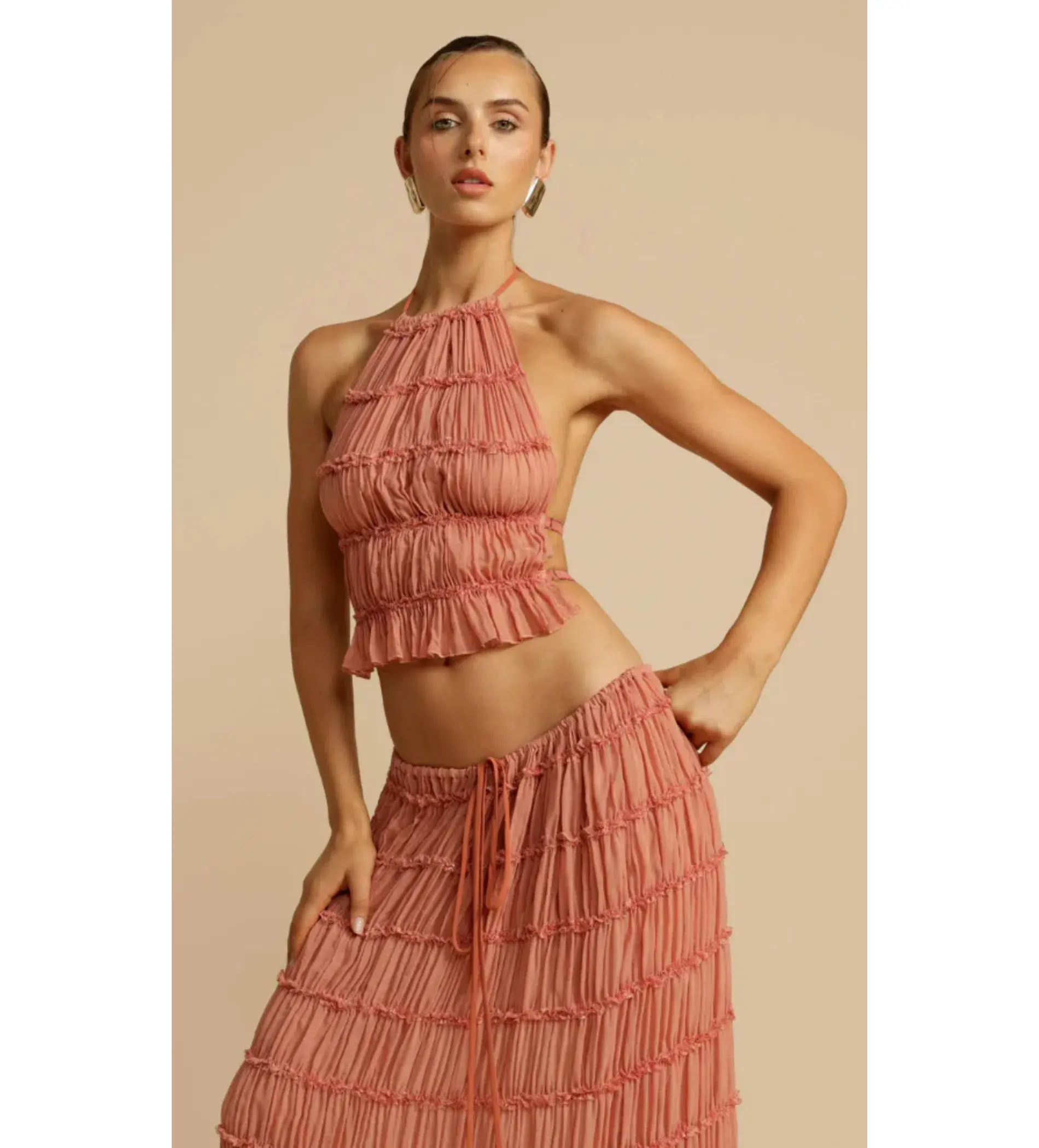 Arcina Ori Juliette Halter And Skirt Set Peach Size M / AU 10 - Image 2
