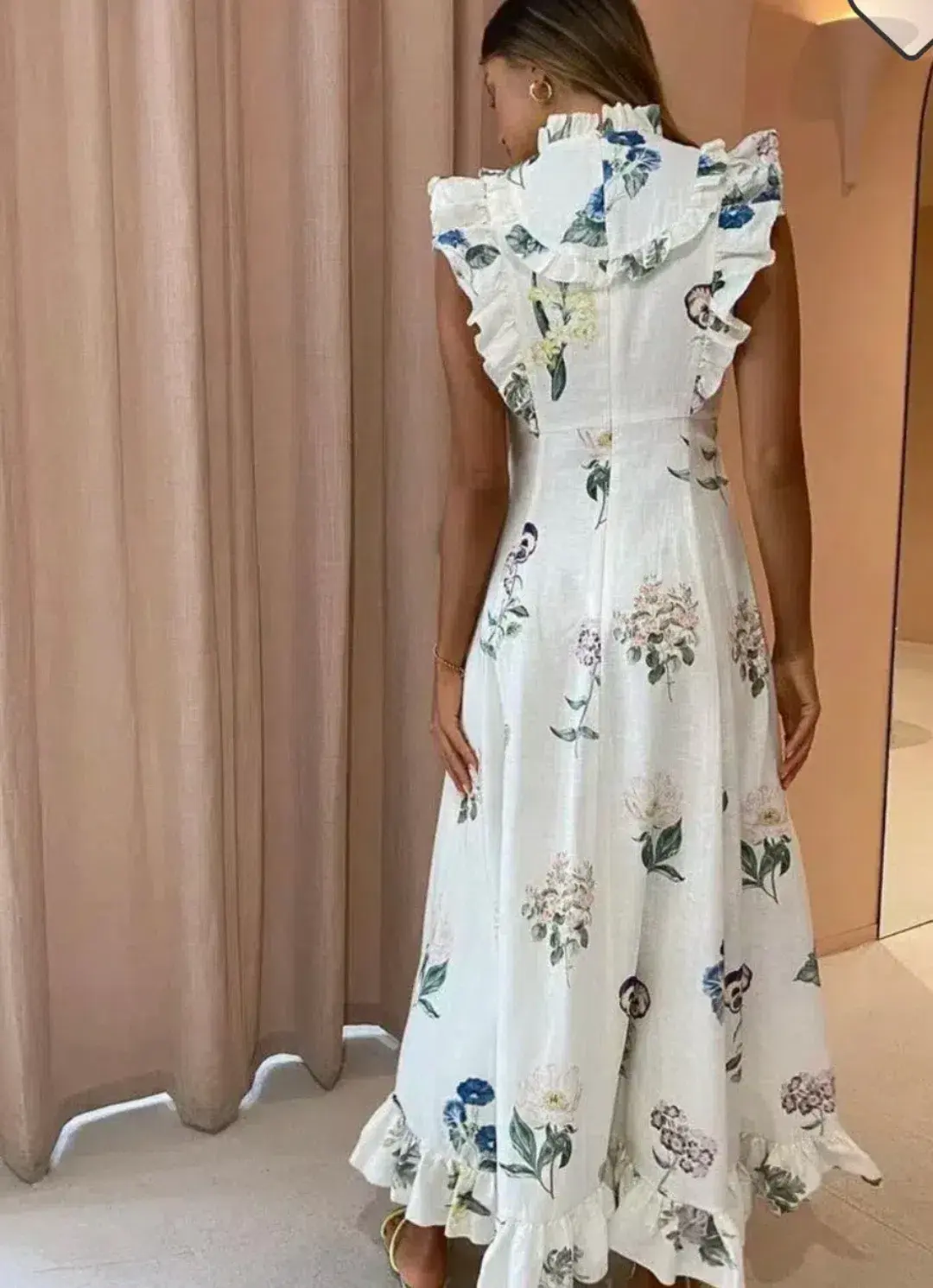 Alemais Jules Midi Dress Cream Floral Size 10  for rent on The Volte - main image