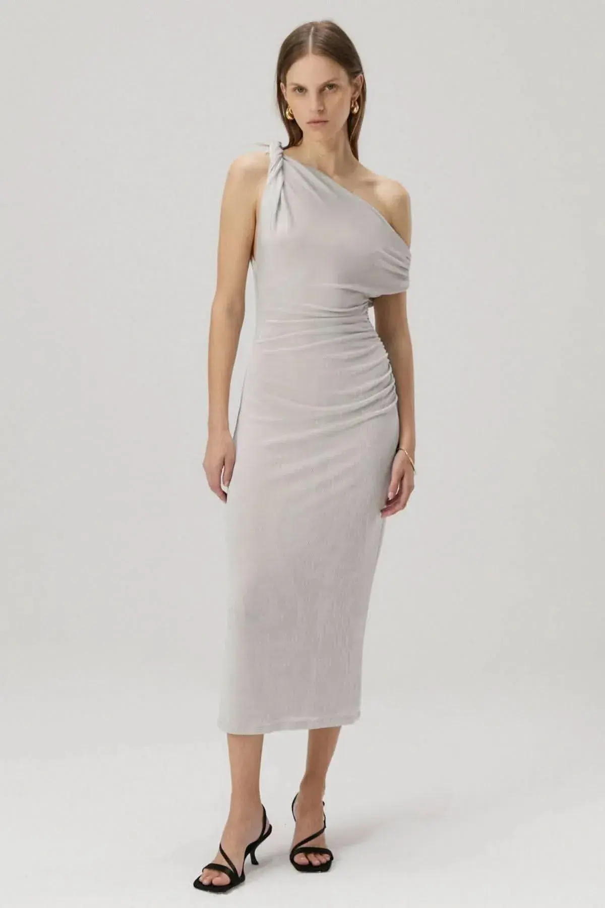 MISHA Nyra Midi Dress Silver Cloud Size 6/XS - Image 1