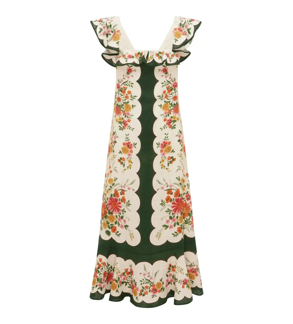 Alemais Elisabetta Ruffle Midi Dress Multi Size AU 10 - Image 1