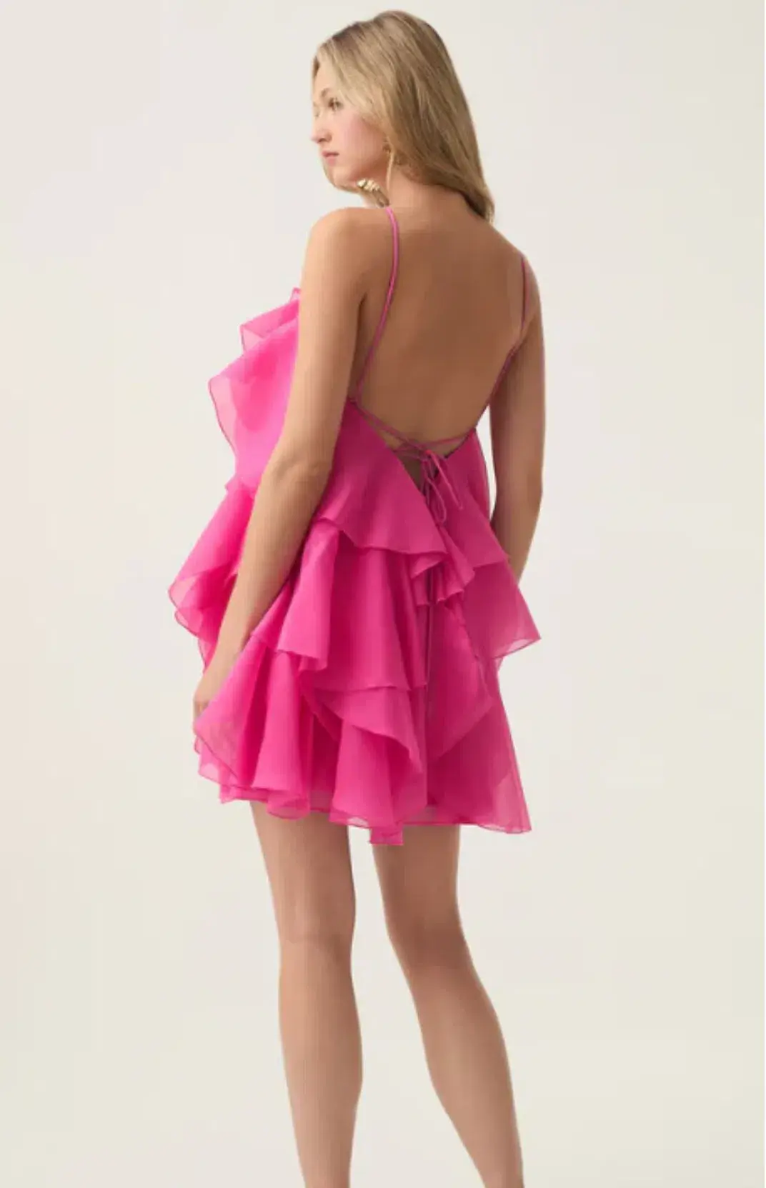 Aje Pandorea Layered Mini Dress in Fuschia Rose Size 10 - Image 3