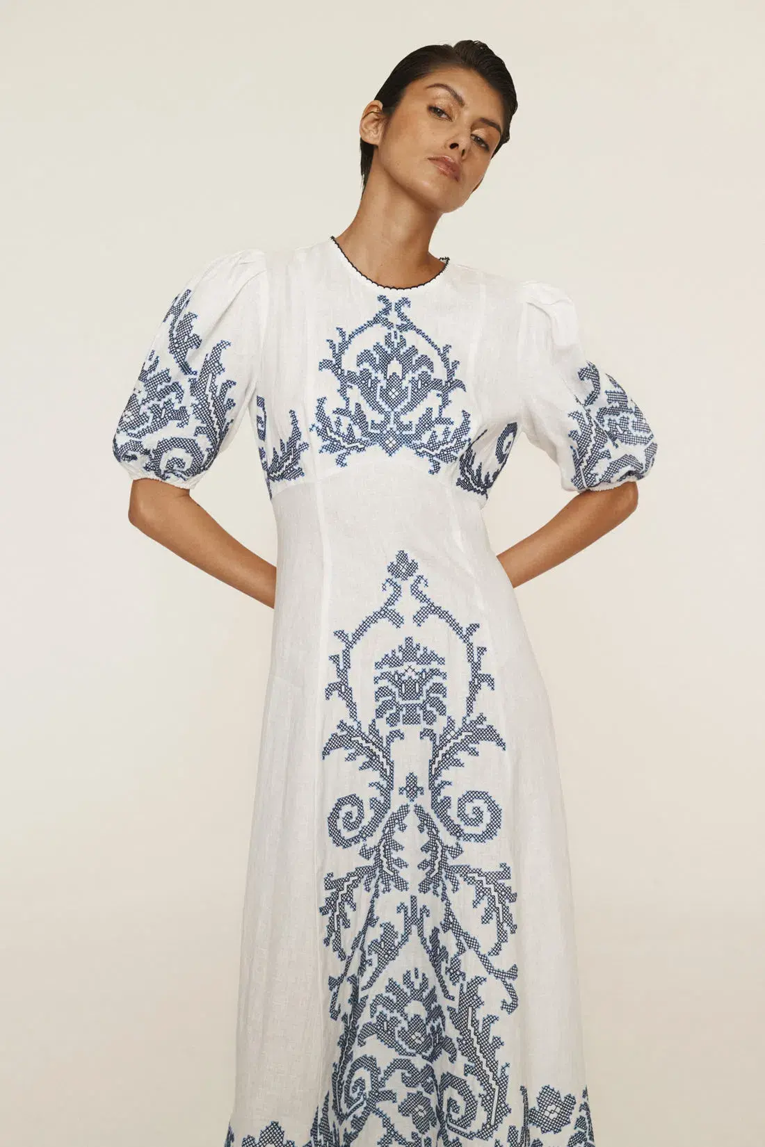 Alemais Hazel Embroidered Midi Dress White Print Size 14  - Image 2