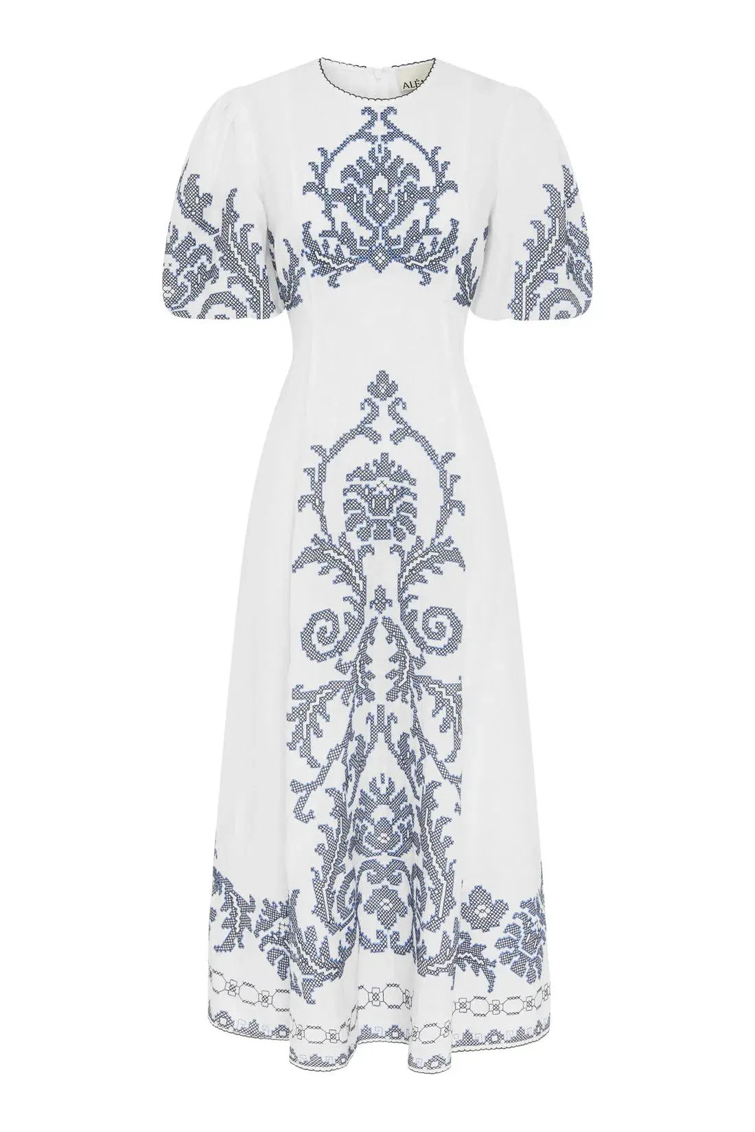 Alemais Hazel Embroidered Midi Dress White Print Size 14  - Image 6