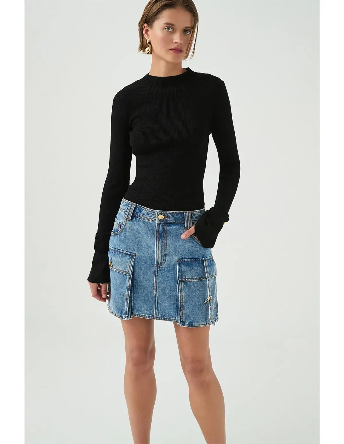 Aje Juno Cargo Micro Mini Skirt Blue Size AU 12 - Image 1