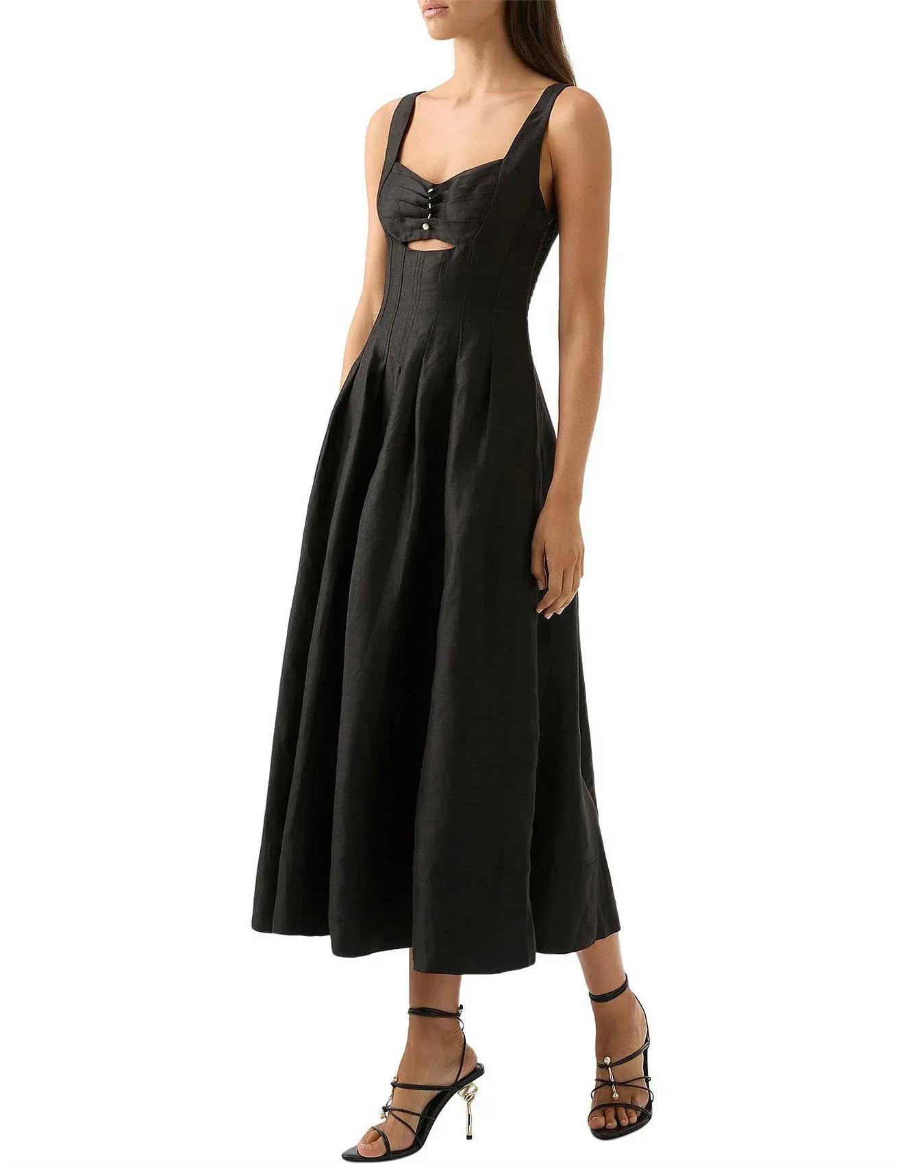 AJE Divinity Pearl Pin Midi Dress Black Size AU 6 - Image 2