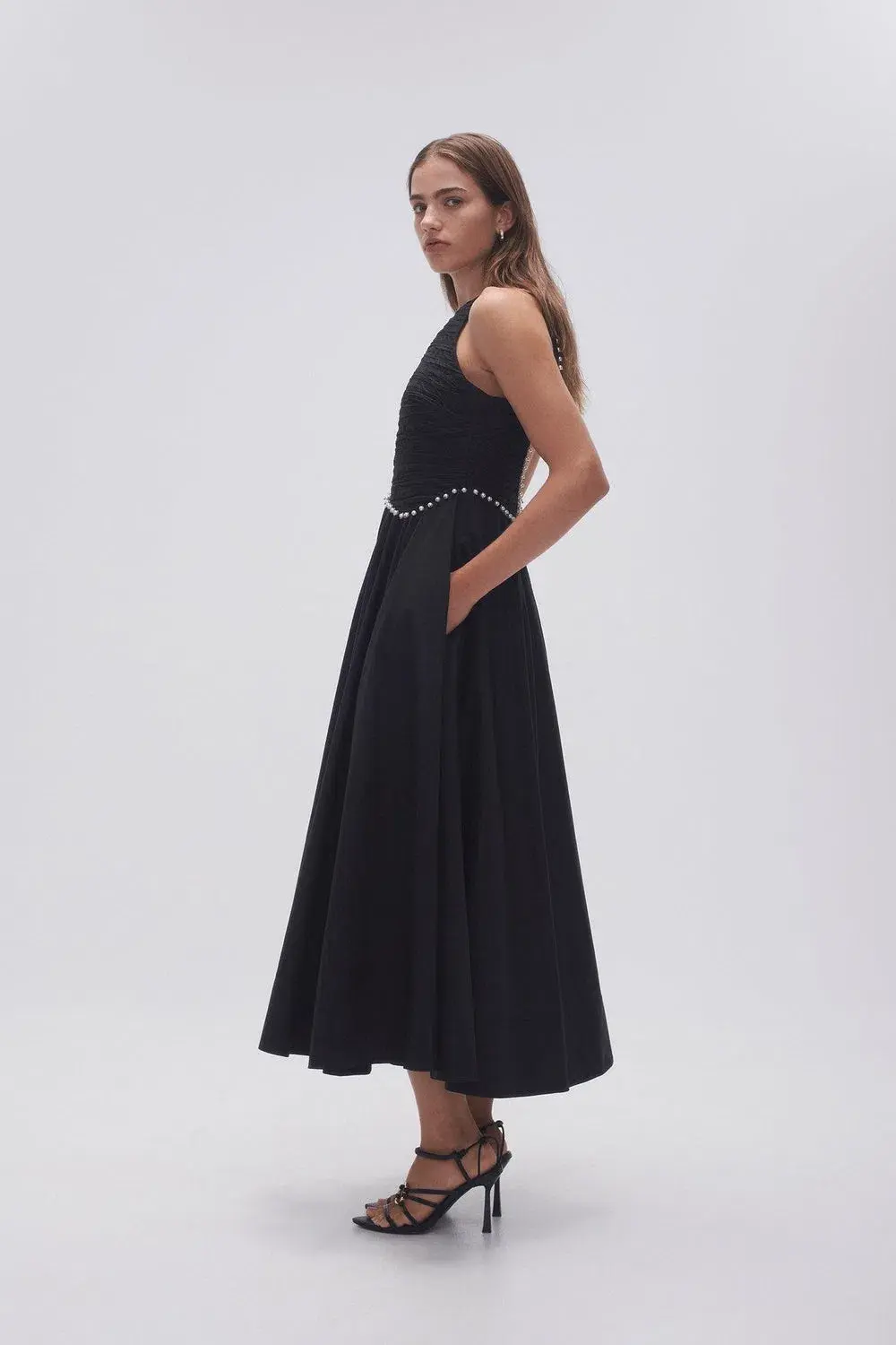 Aje Florence Pearl Trim Midi Dress Black Size AU 4 - Image 2