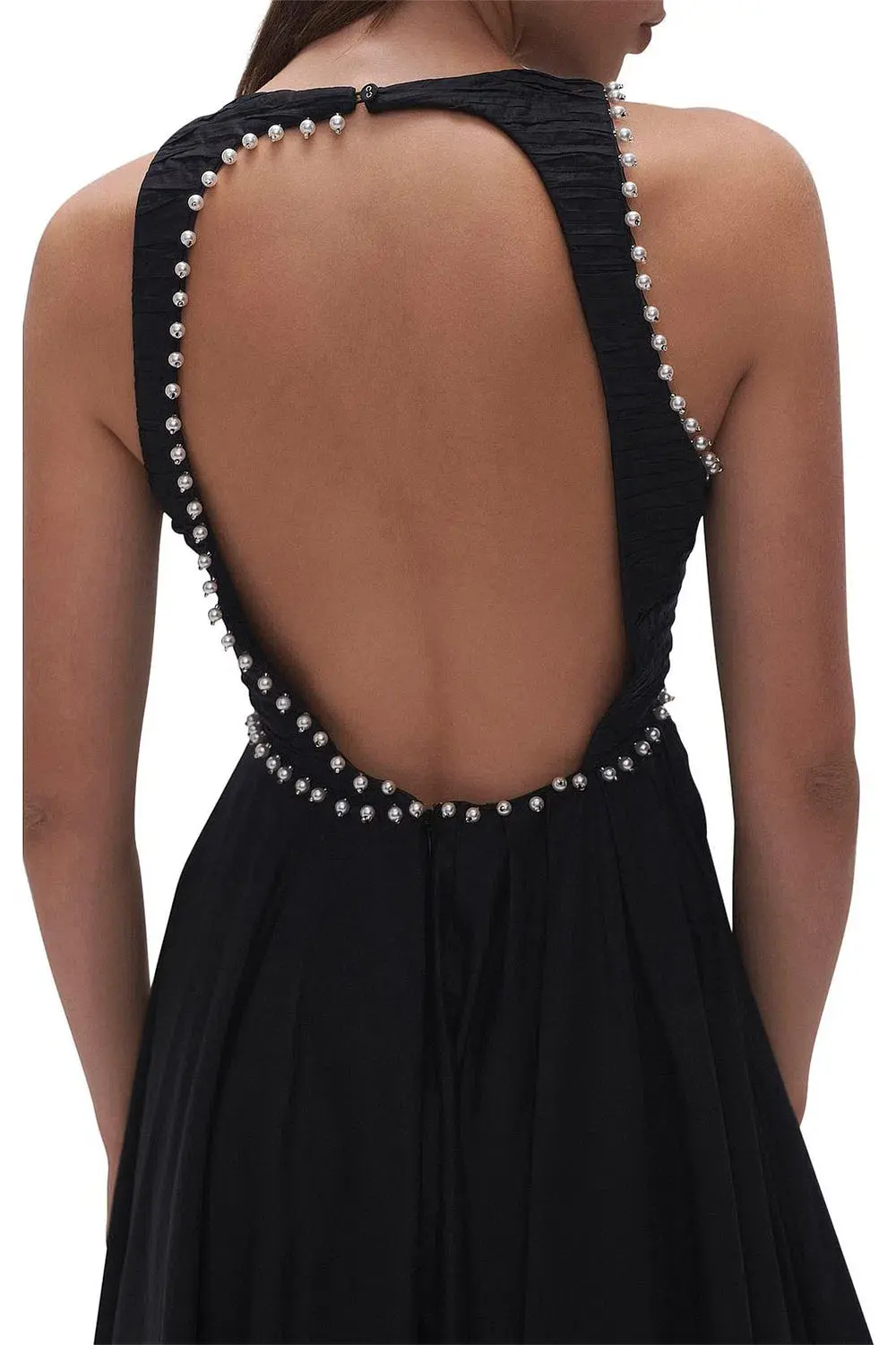 Aje Florence Pearl Trim Midi Dress Black Size AU 4 - Image 3