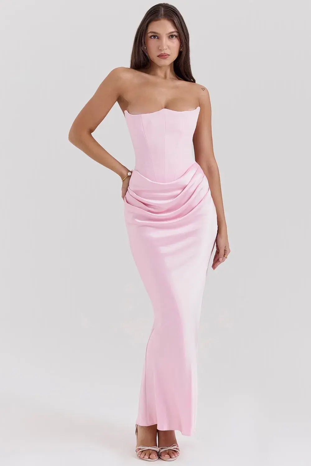 House of CB Persephone Corset Maxi Dress in Rose Shadow Size AU 6 - Image 1