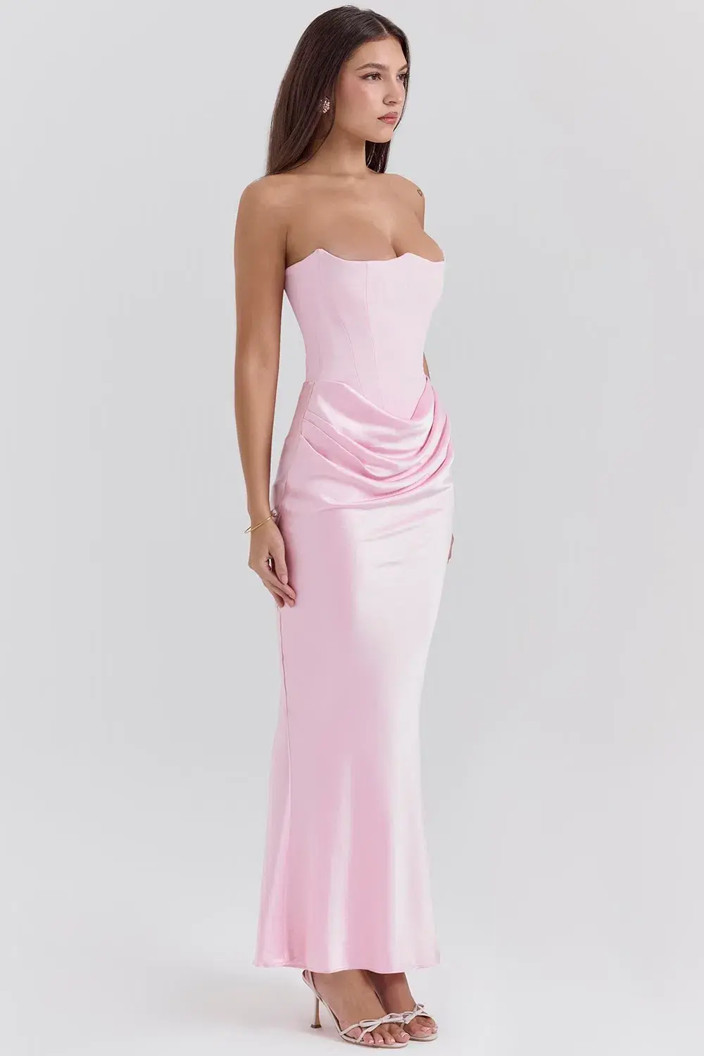 House of CB Persephone Corset Maxi Dress in Rose Shadow Size AU 6 - Image 4