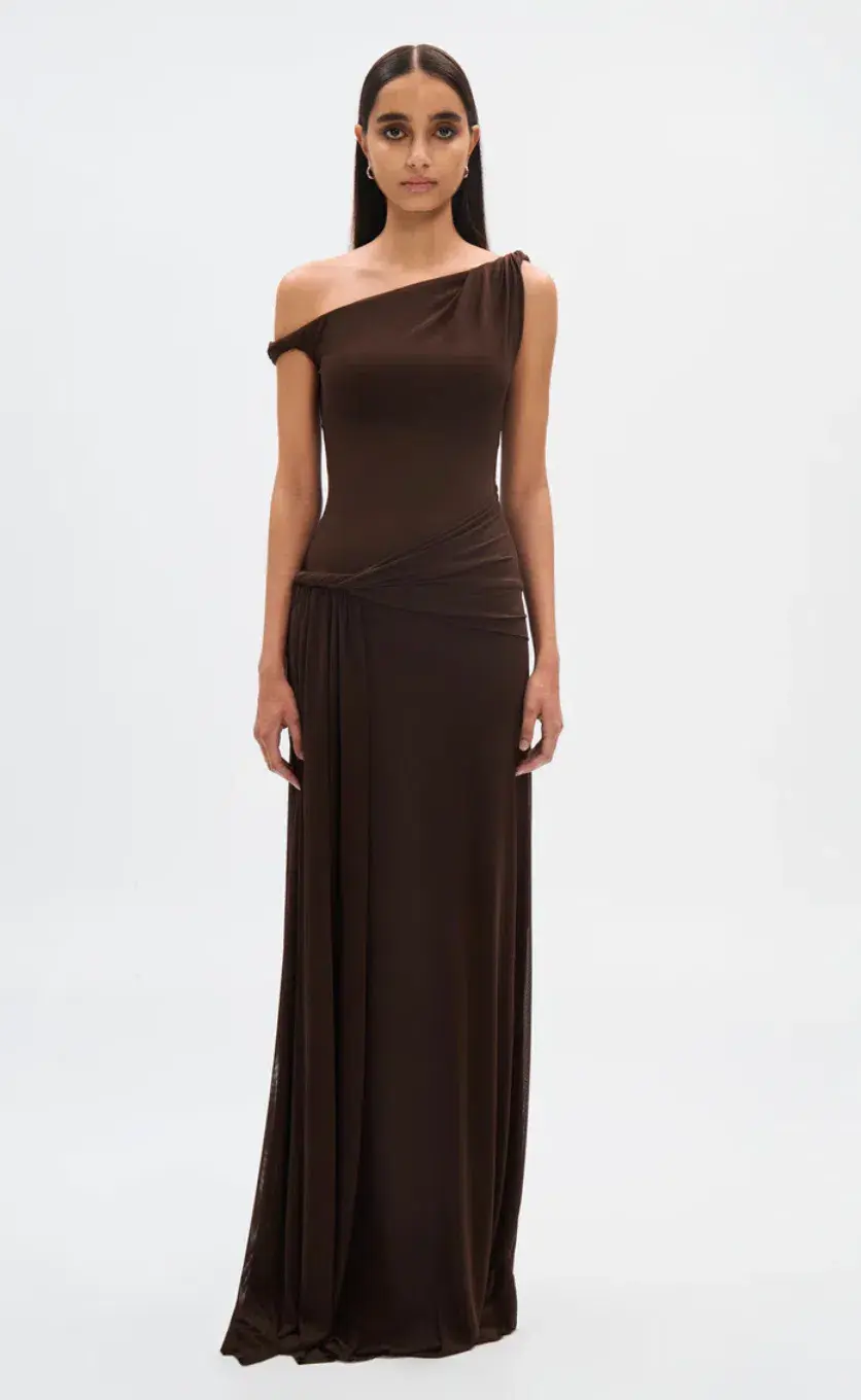 MISHA The 'SISAL' Mesh Maxi Dress Brown Size 14/XL - Image 1