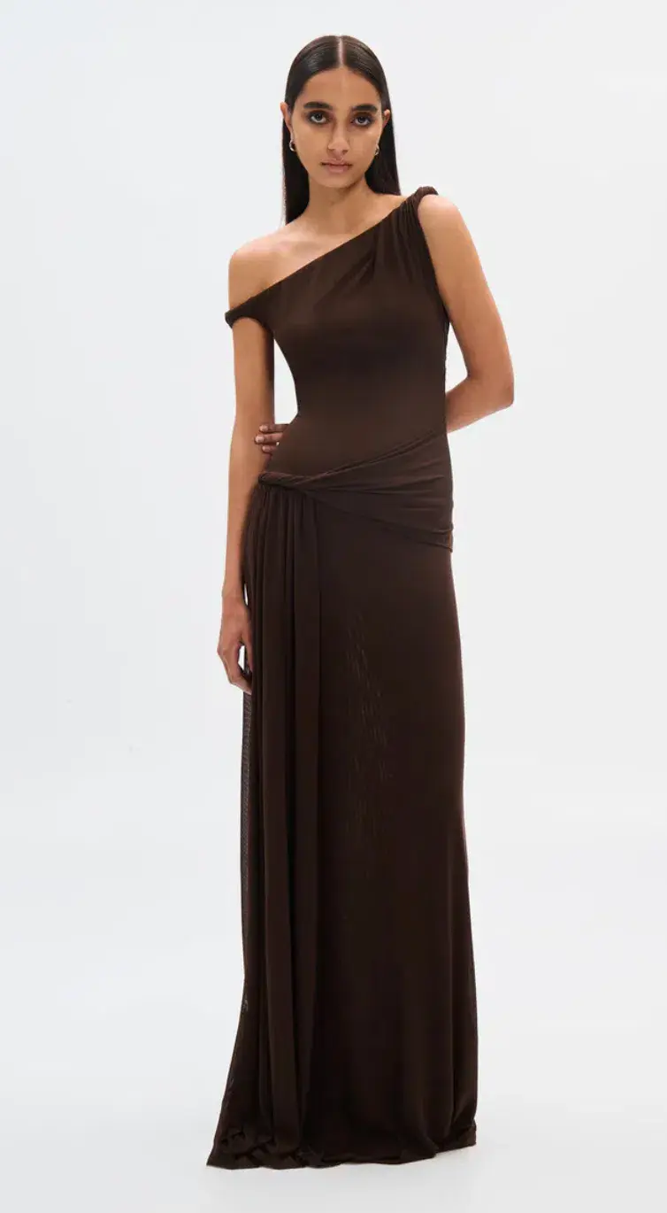 MISHA The 'SISAL' Mesh Maxi Dress Brown Size 14/XL - Image 3