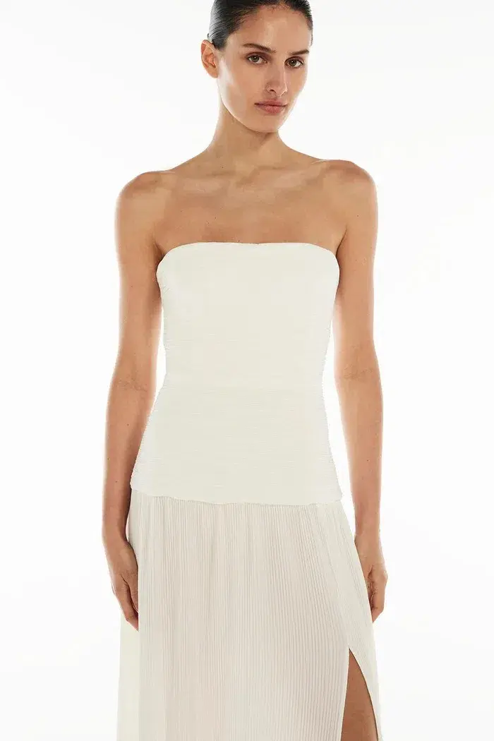 Manning Cartell Double Time Pleat Strapless Maxi White Size AU 6 - Image 3