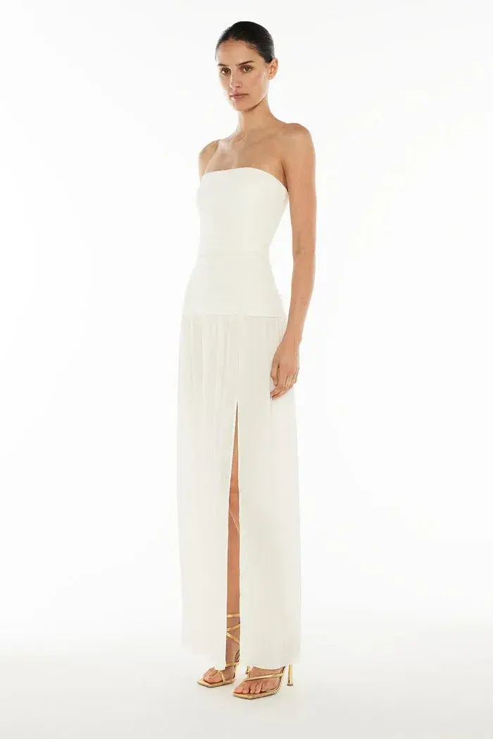 Manning Cartell Double Time Pleat Strapless Maxi White Size AU 6 - Image 2