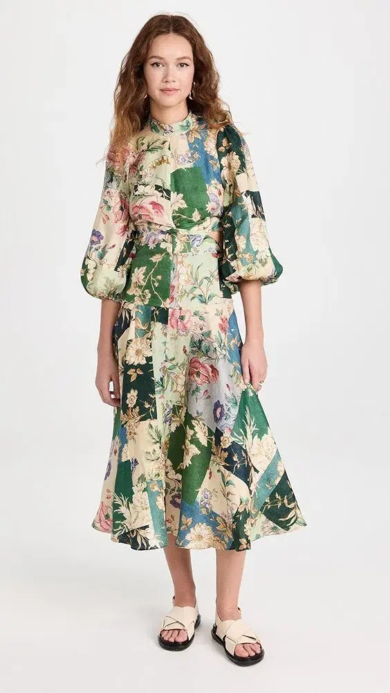 Alemais Loretta Patchwork Cut Out Midi Dress Print AU 10 - Image 2