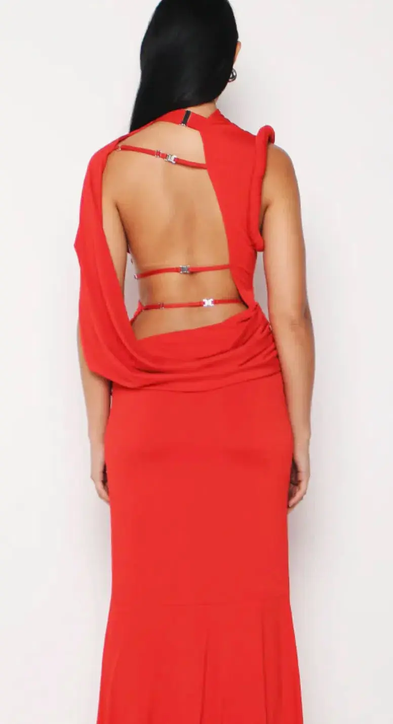 KOURH Neon Maxi Dress Red Size XL/ AU 14 - Image 2