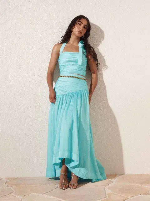 Sheike Cindy Top & Midi Skirt Set Blue Size AU 10 - Image 4