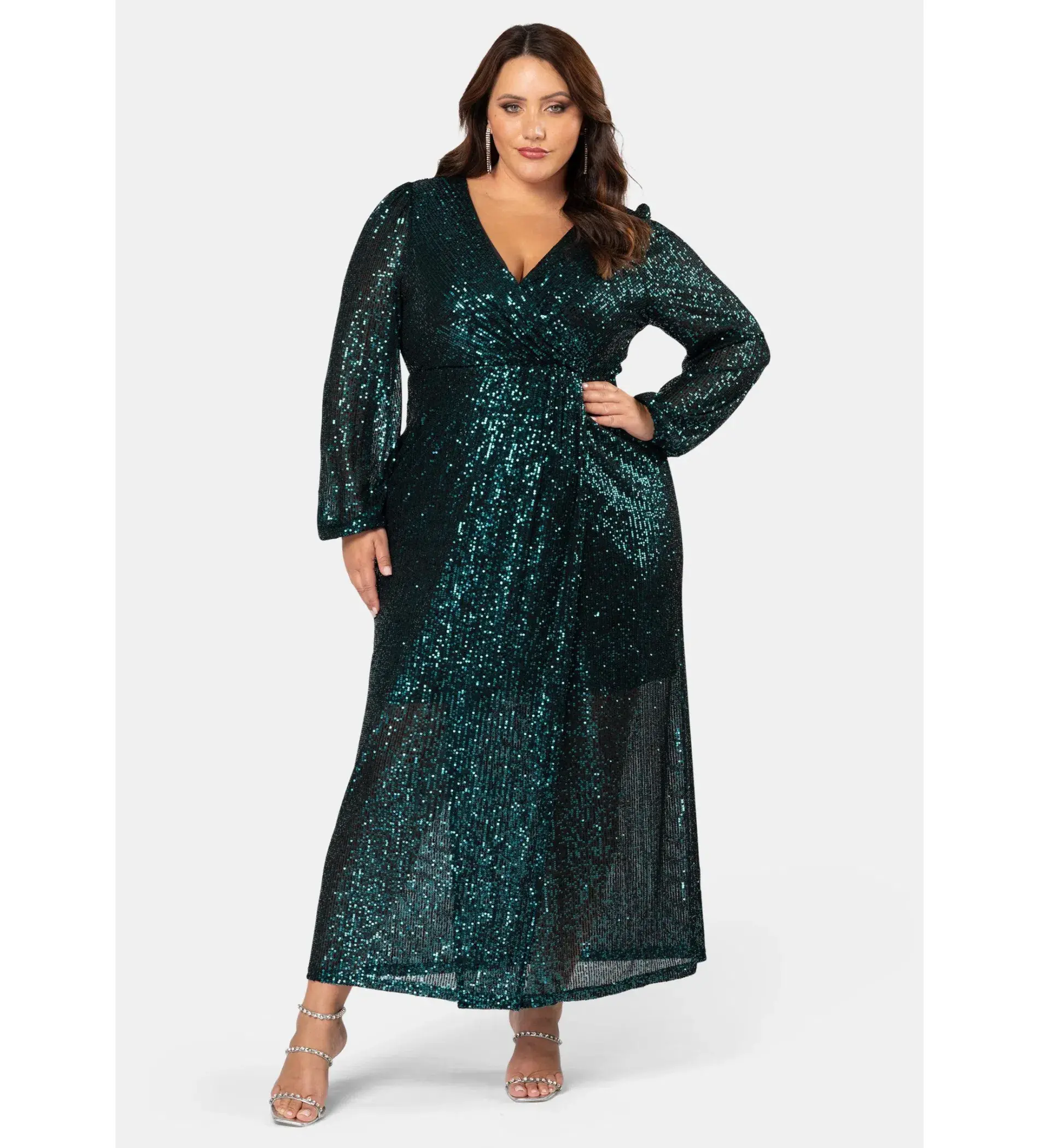 Curve Project by Pink Dusk All I Want Sequin Maxi Dress Green Size AU 18 - Image 1